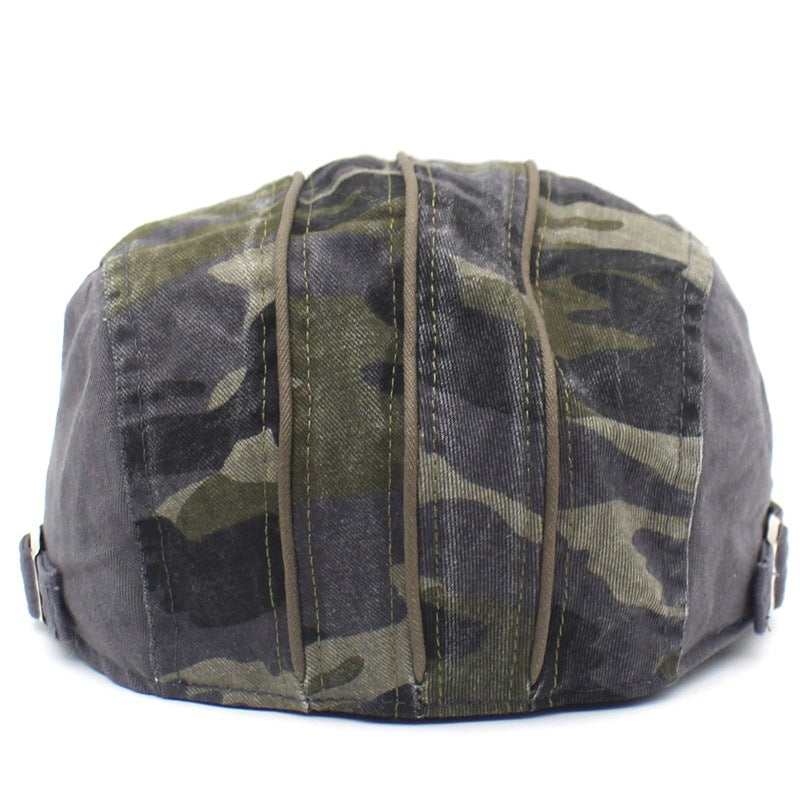Men&#39;s Camouflage Washed Cotton Flat Brim Beret