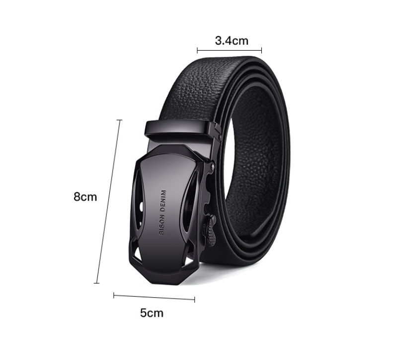 Men&#39;s Leather Belt Business Automatic Buckle Belt