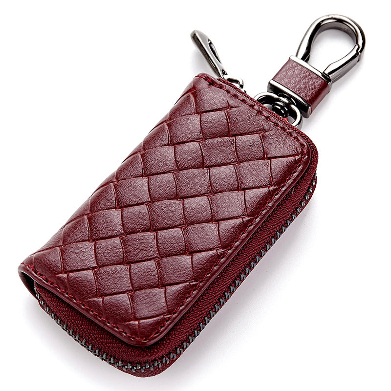 Car key case leather key case men&#39;s woven