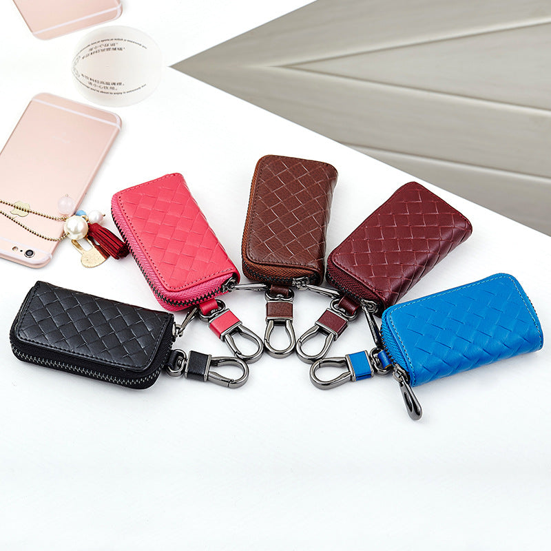 Car key case leather key case men&#39;s woven