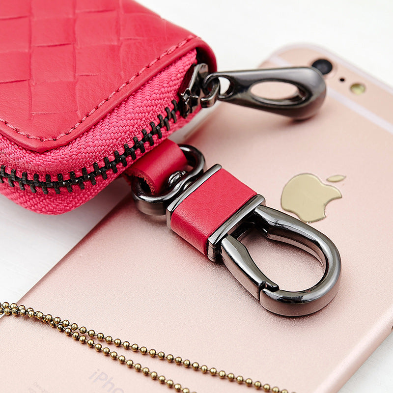 Car key case leather key case men&#39;s woven
