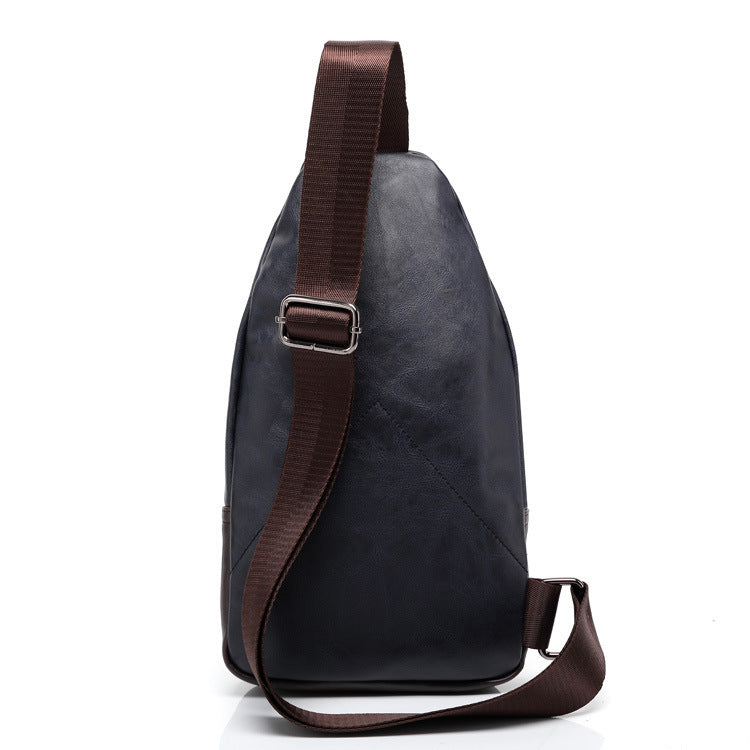 2021 New Korean Men&#39;s Fashion Leather Chest Bag Shoulder Bag Messenger Bag Bag Riding Backpack