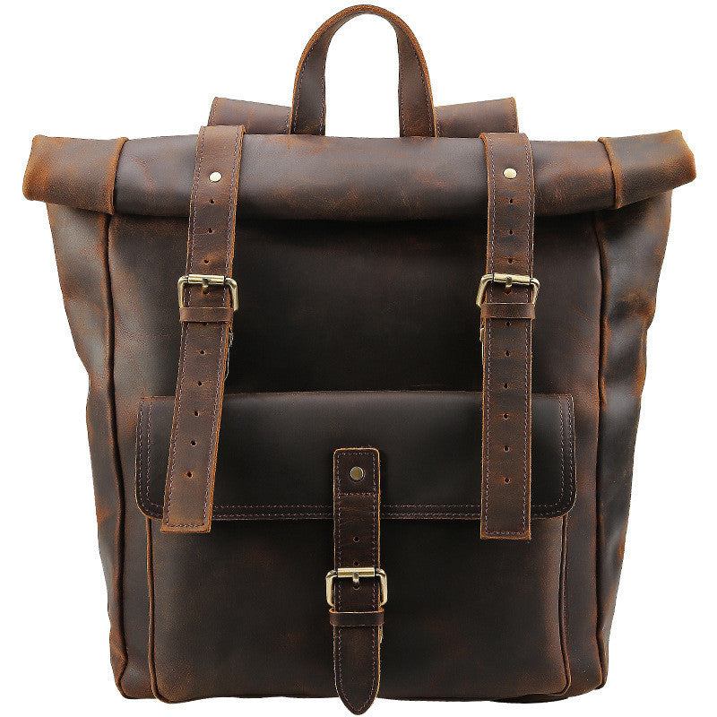 Men&#39;s Crazy Horse Leather Travel Backpack