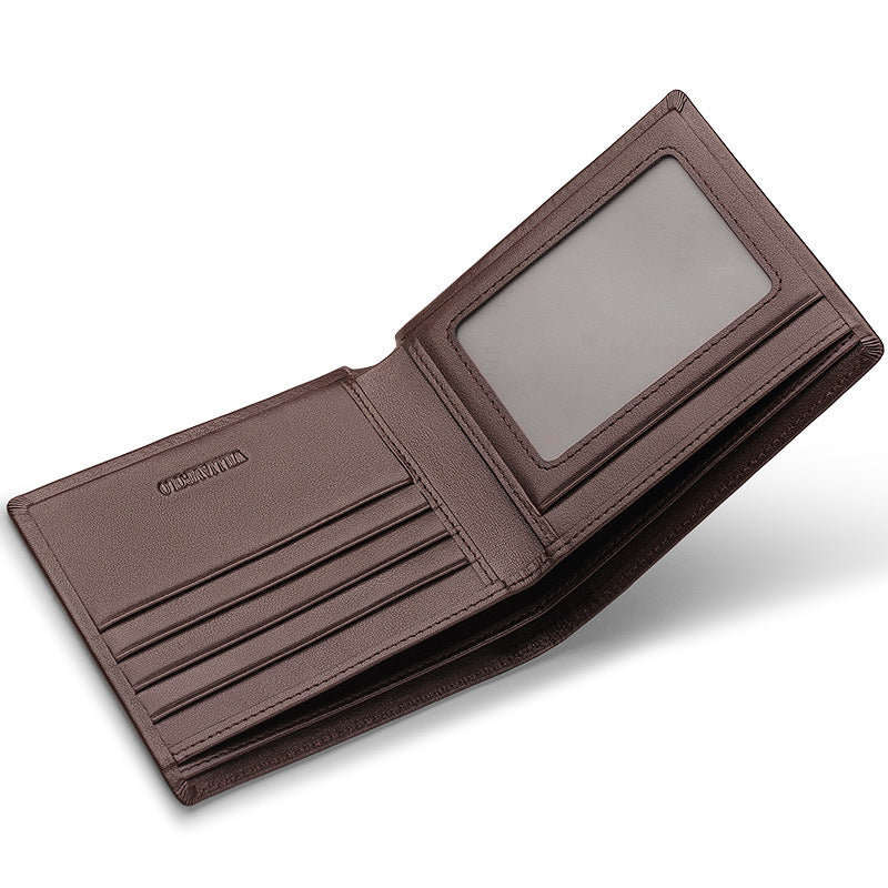 Short wallet men&#39;s real cowhide wallet