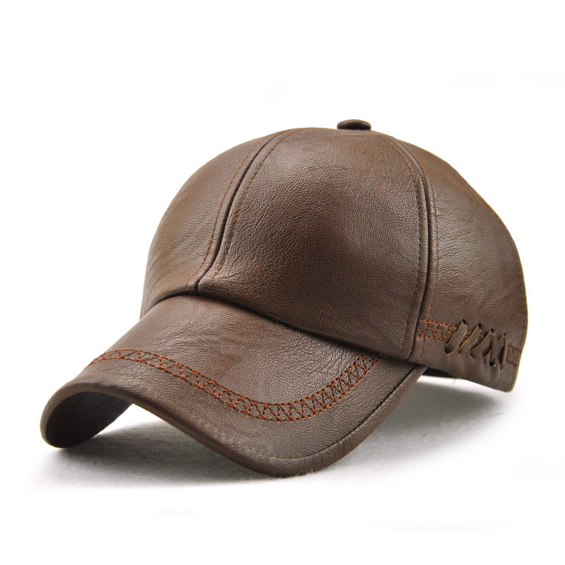 Fashionable autumn and winter leather baseball cap