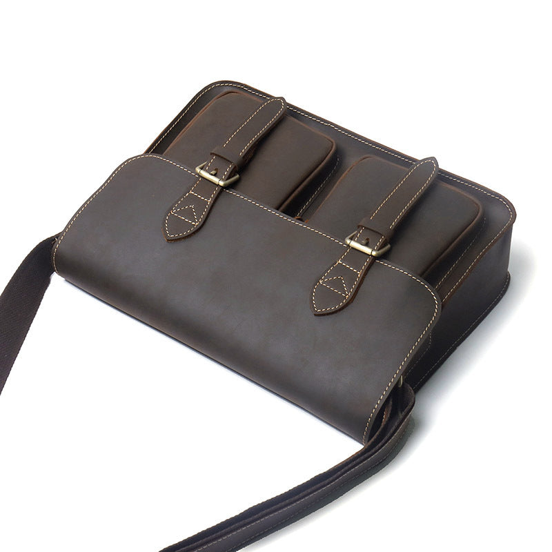 Retro Men&#39;s Cowhide Handbag One Shoulder Crossbody Messenger Bag