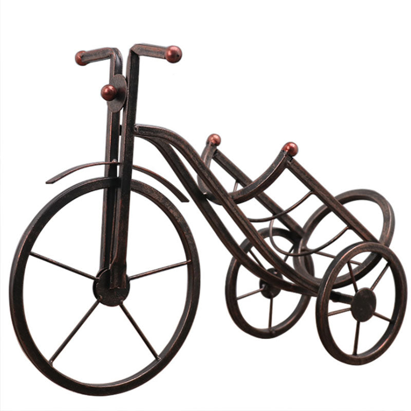 Creative wrought iron metal tricycle wine rack decoration