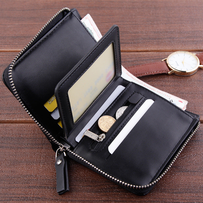Men&#39;s Wallet Short Wallet Retro Zipper Dollar