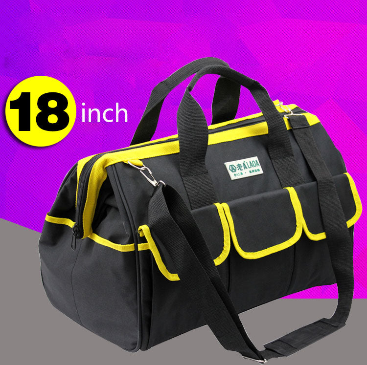 Multifunctional double-layer thick canvas tool bag