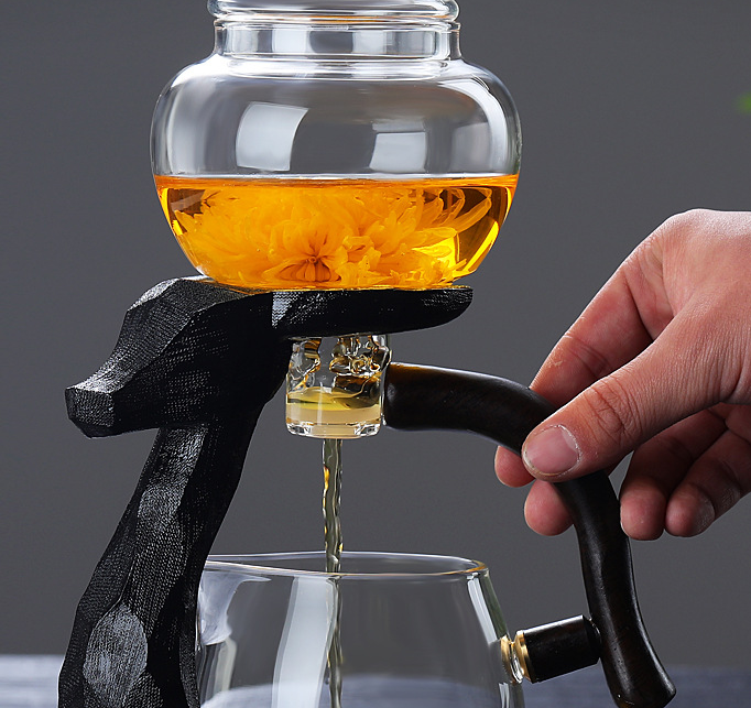 Automatic glass kung fu tea set