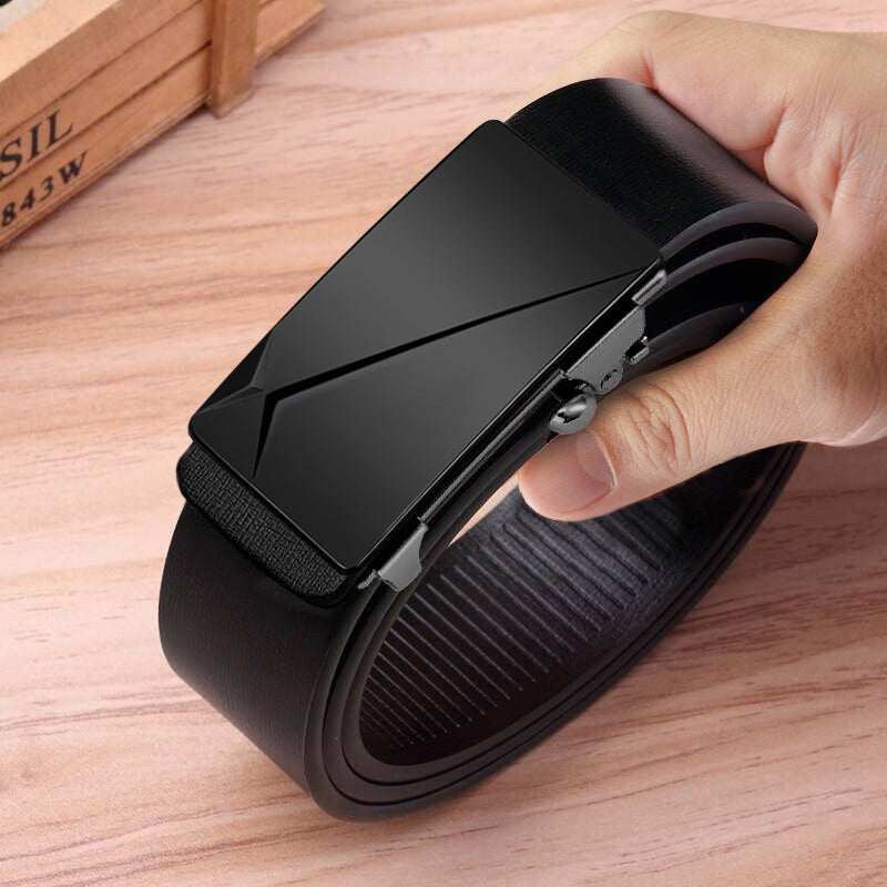 Toothless Automatic Buckle Belt Men&#39;s Leather Two-layer Cowhide Belt Men&#39;s Business Casual Men&#39;s Middle-aged Youth Belt