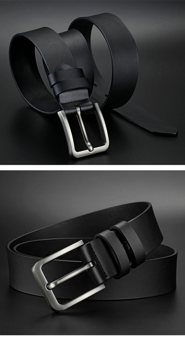 Men&#39;s single-layer leather perforated belt