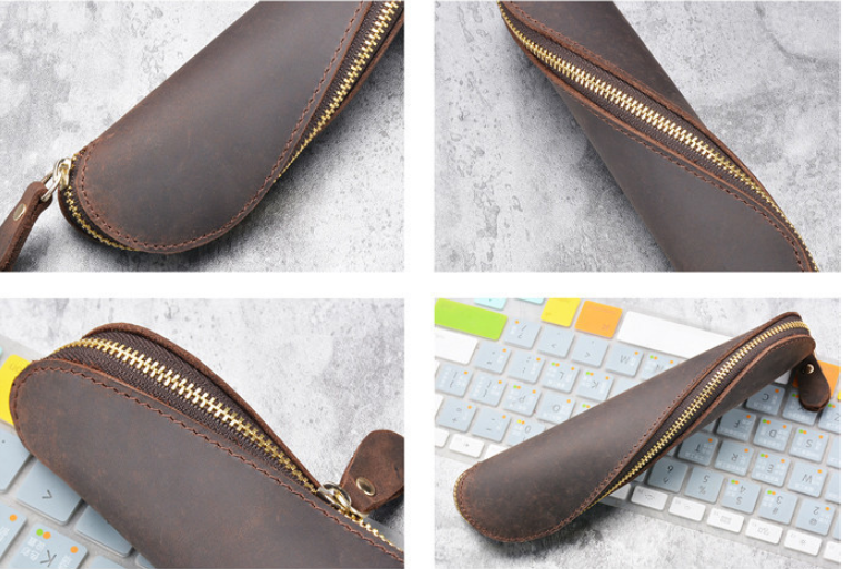 Vintage leather pencil case