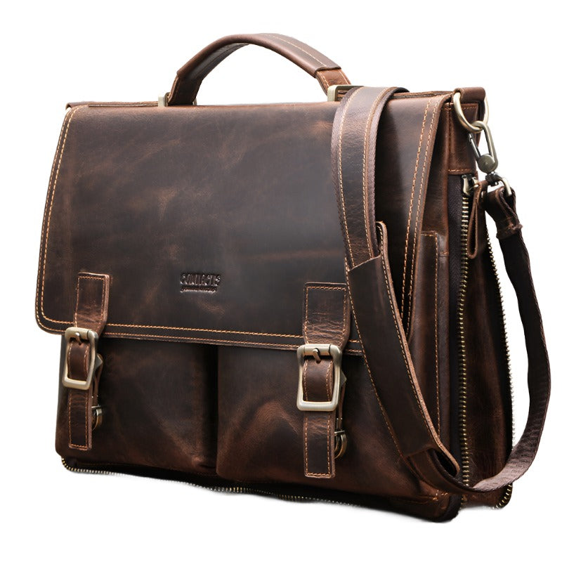 Leather men&#39;s business briefcase