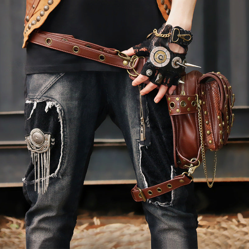 Explosion punk rock motorcycle chain bag