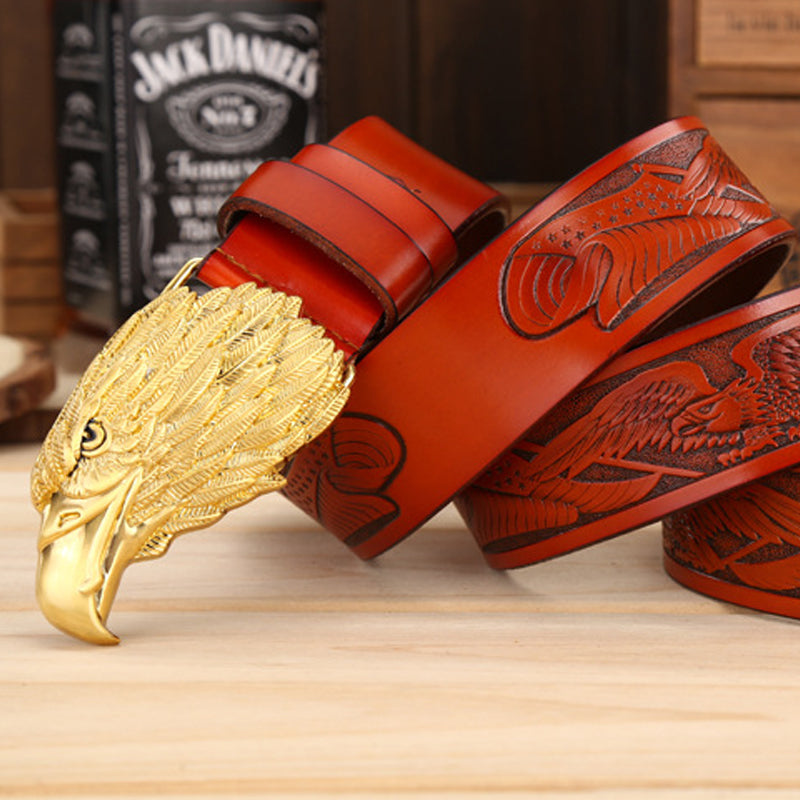 Personalized Eagle Head Buckle Men&#39;s Belt