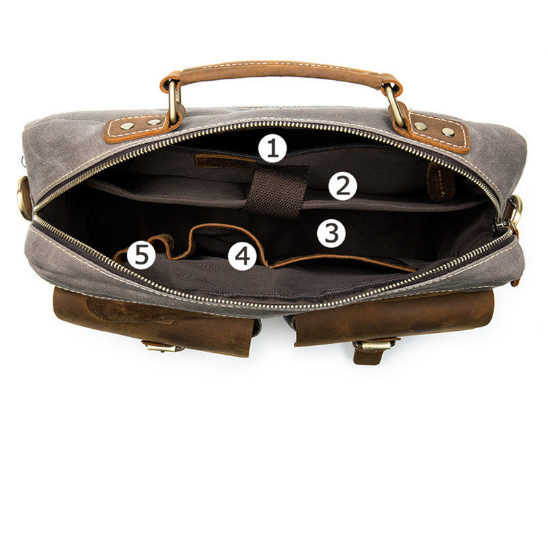 Cowhide with cloth briefcase