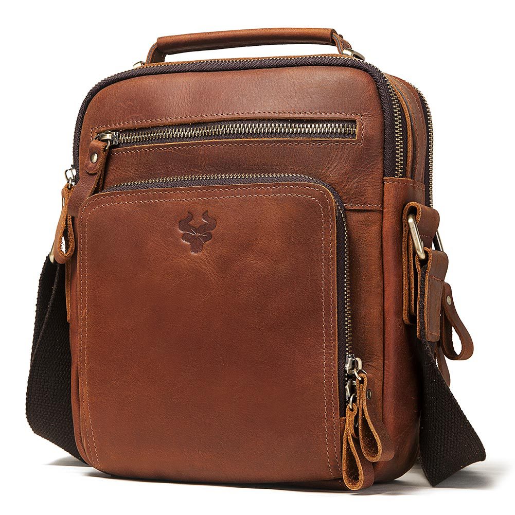 Men&#39;s Leather Single-shoulder  Crazy Horse Leather Crossbody Bag