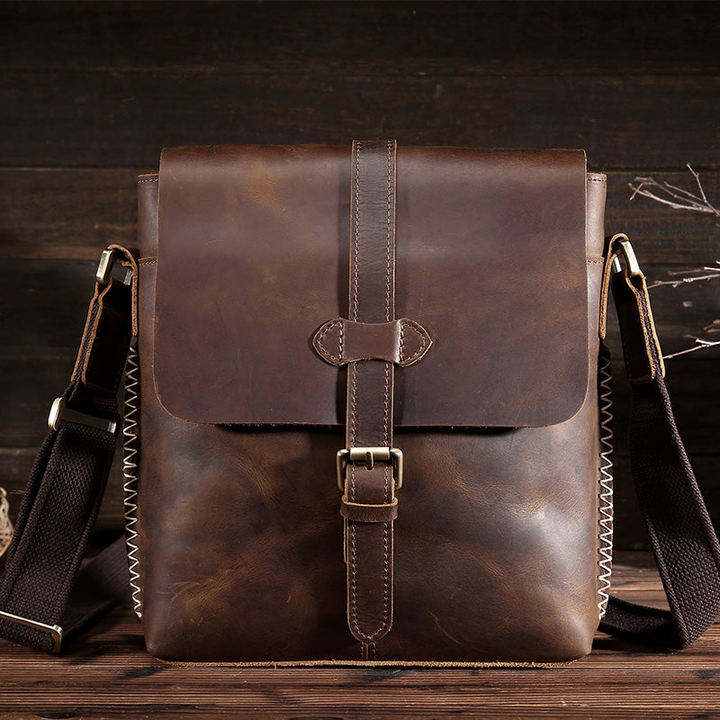 Men&#39;s Leather Top Leather Messenger Bag