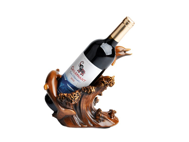 Resin Home Decoration  Bronze Crafts European Style Dolphin Wine Rack  Animal Wine  Living Room