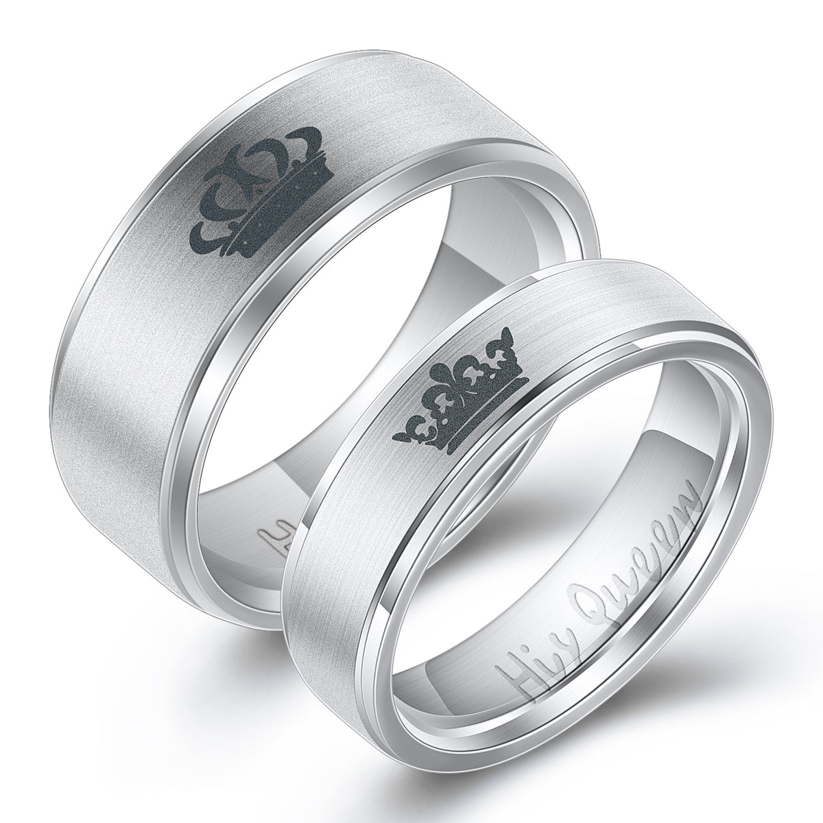 Her King His Queen Titanium Steel Couple Ring Stainless Steel