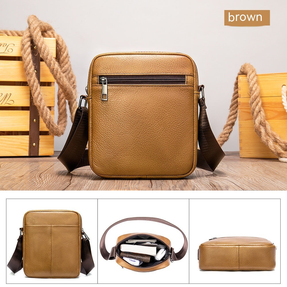 Business Men&#39;s Leather Small Shoulder Bag