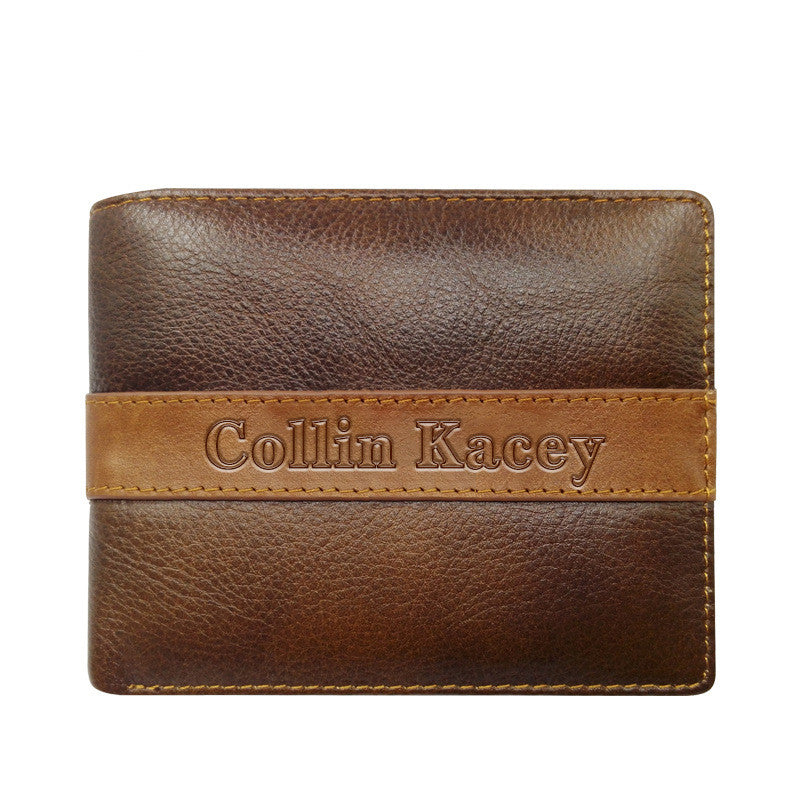 Men&#39;s Cowhide Bag Fashion Short Wallet Multi-card Wallet