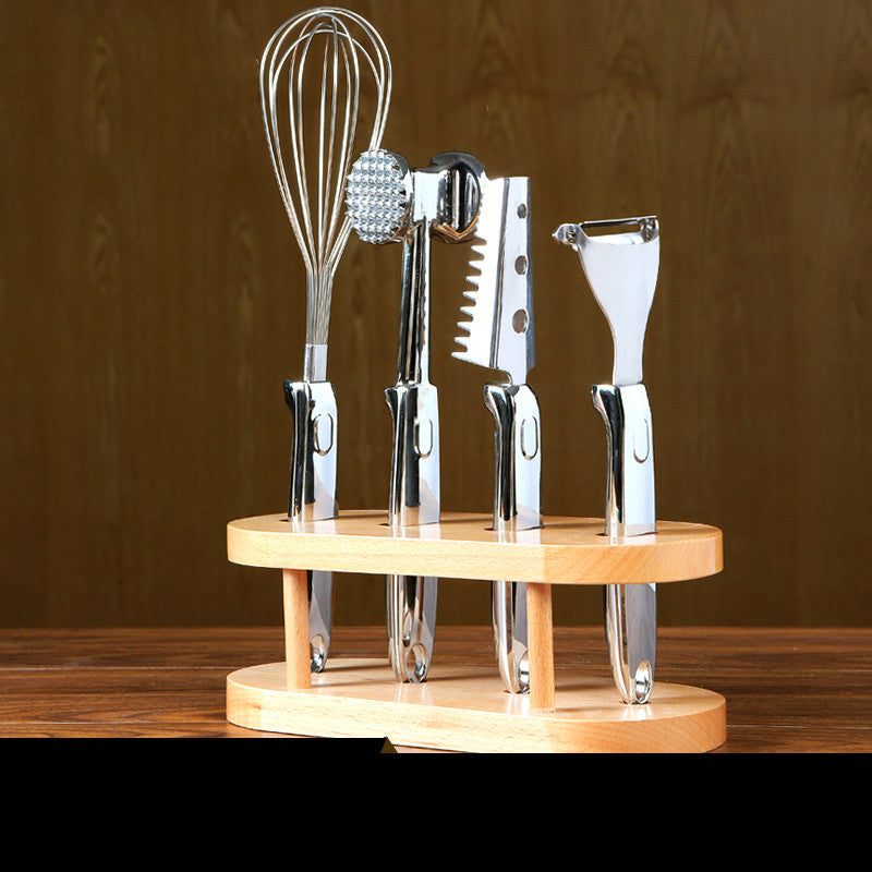 Walnut Clip Garlic Press Wine Bottle Opener Peeler Can Opener