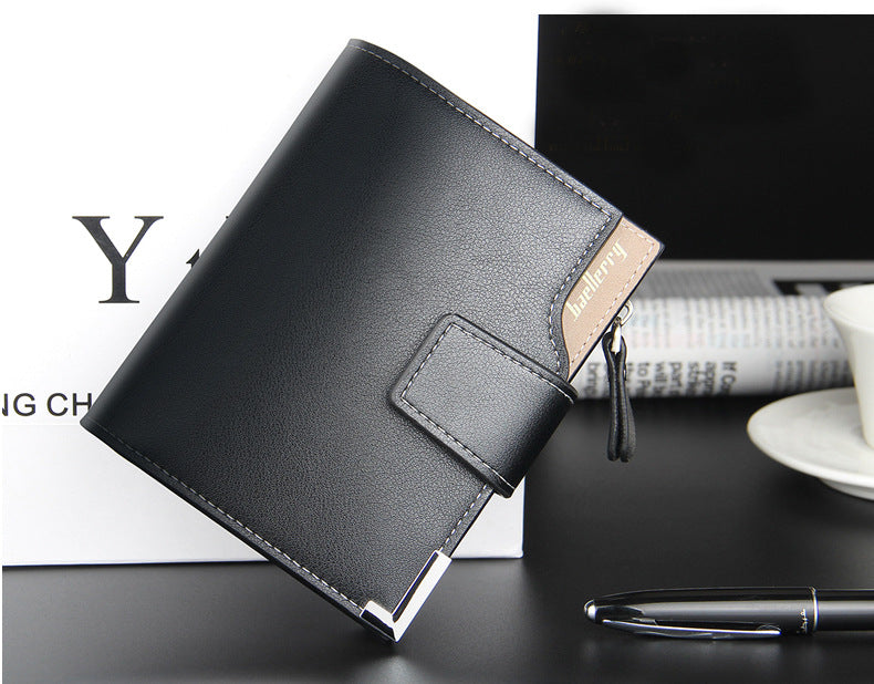 Men&#39;s Wallet Multi-function Wallet With Zipper Buckle Tri-fold Coin Purse