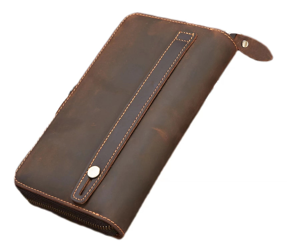 New Retro Hand Multifunctional Zipper Men&#39;s Leather Wallet