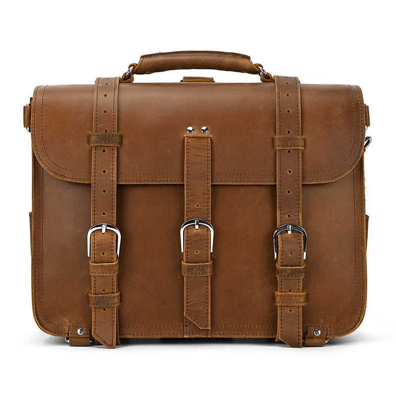 Retro Travel Bag Men&#39;s Crazy Horse Leather Hand Luggage Bag