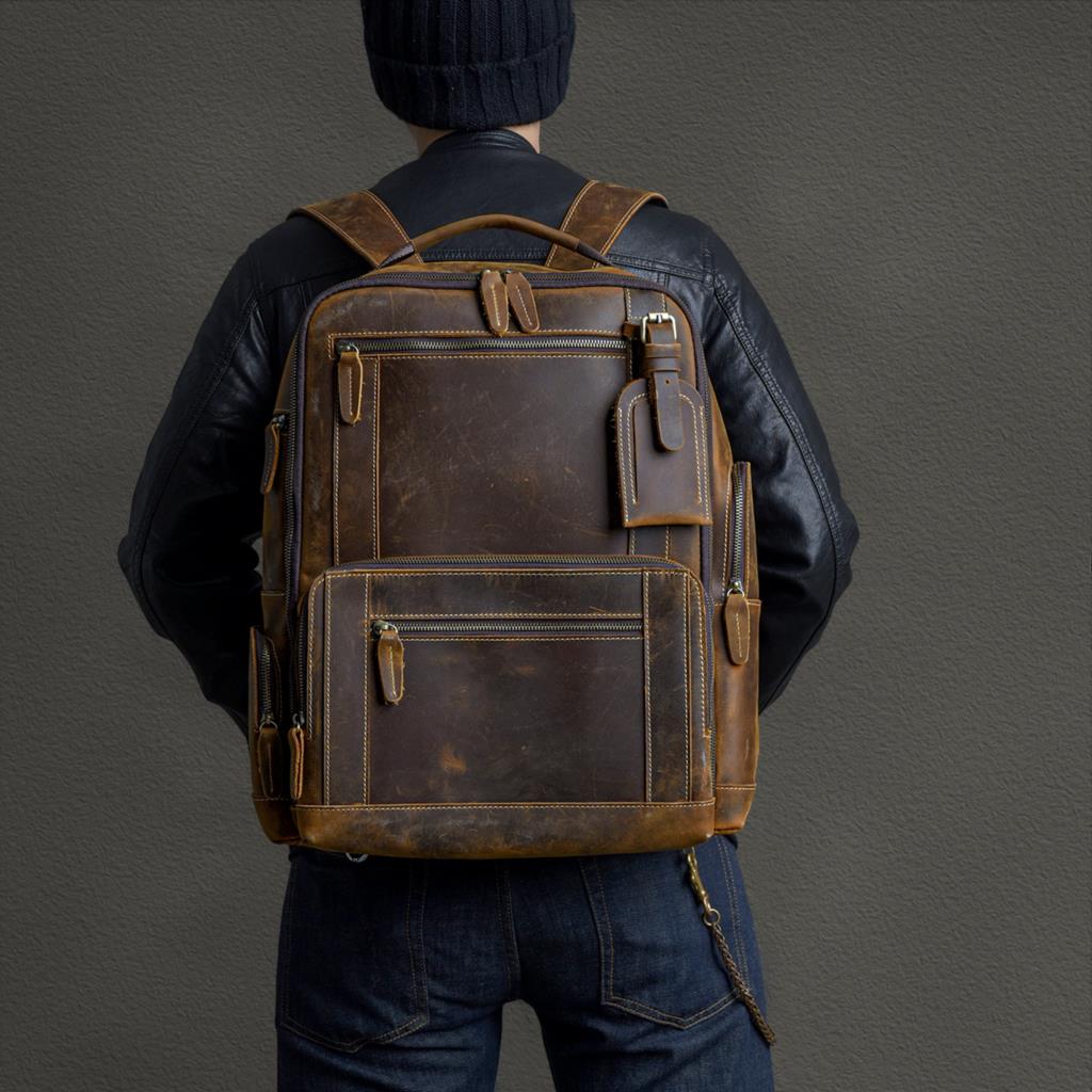 Men&#39;s Trendy Cow New Leather Backpack