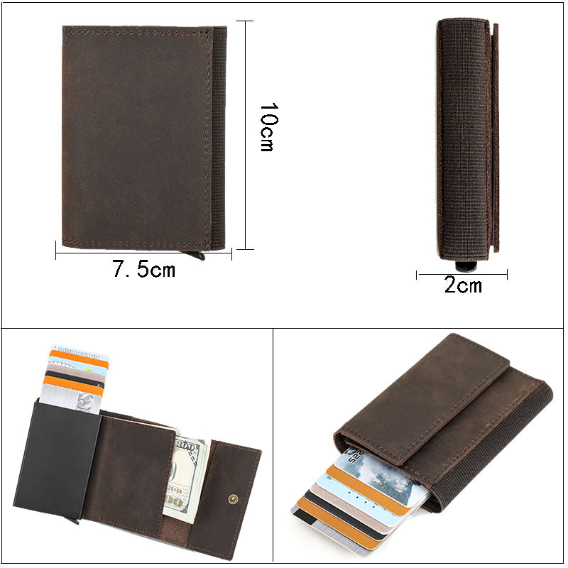 Black Angel Retro Crazy Horse Leather RFID Anti-theft Card Holder