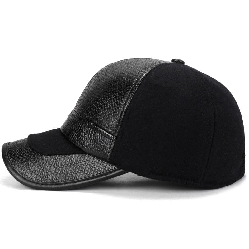 Winter Middle-aged And Elderly Leather Baseball Cap
