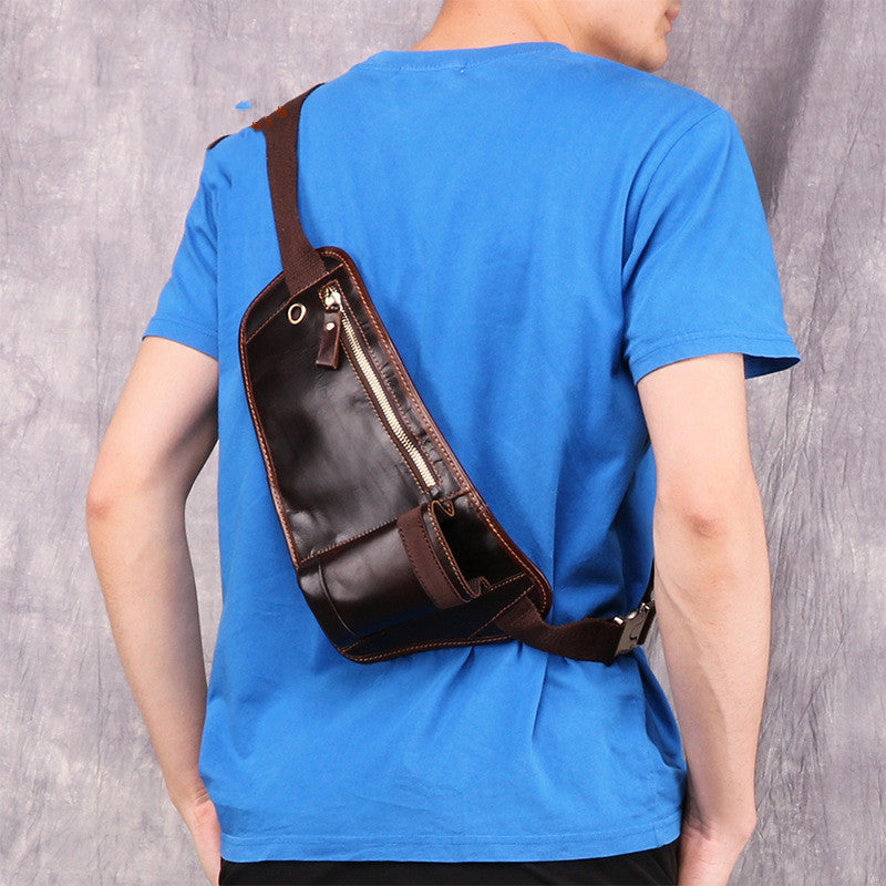 Men&#39;s Cowhide Multifunctional Shoulder Messenger Bag