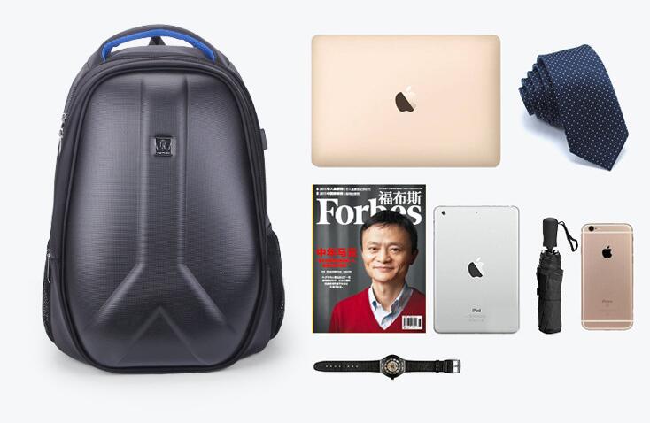 new men&#39;s computer backpack, USB backpack, hard shell travel bag, student bag light customization