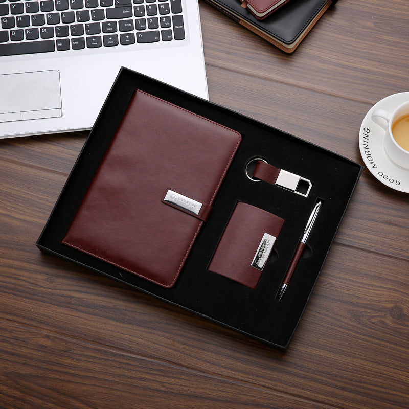 Notebook Signature Pen Suit Keychain Business Card Holder Four-piece Set Gift Set