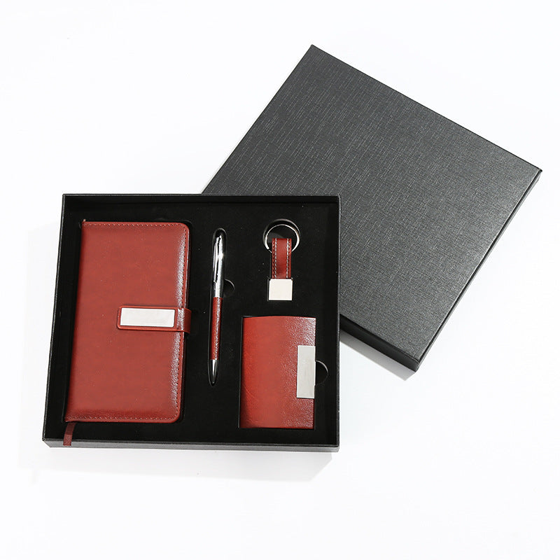 Notebook Signature Pen Suit Keychain Business Card Holder Four-piece Set Gift Set
