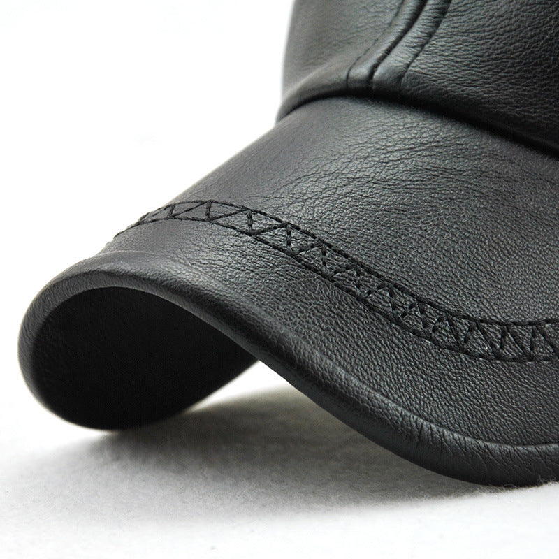 Fashionable autumn and winter leather baseball cap