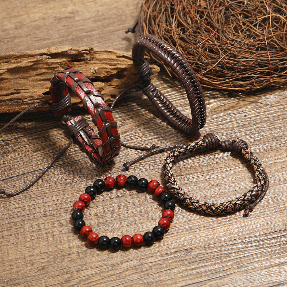 Vintage Braided Suit Cowhide Bracelet