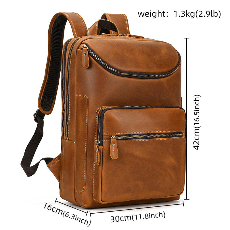 Leather Backpack Vintage Backpack Men&#39;s Cowhide