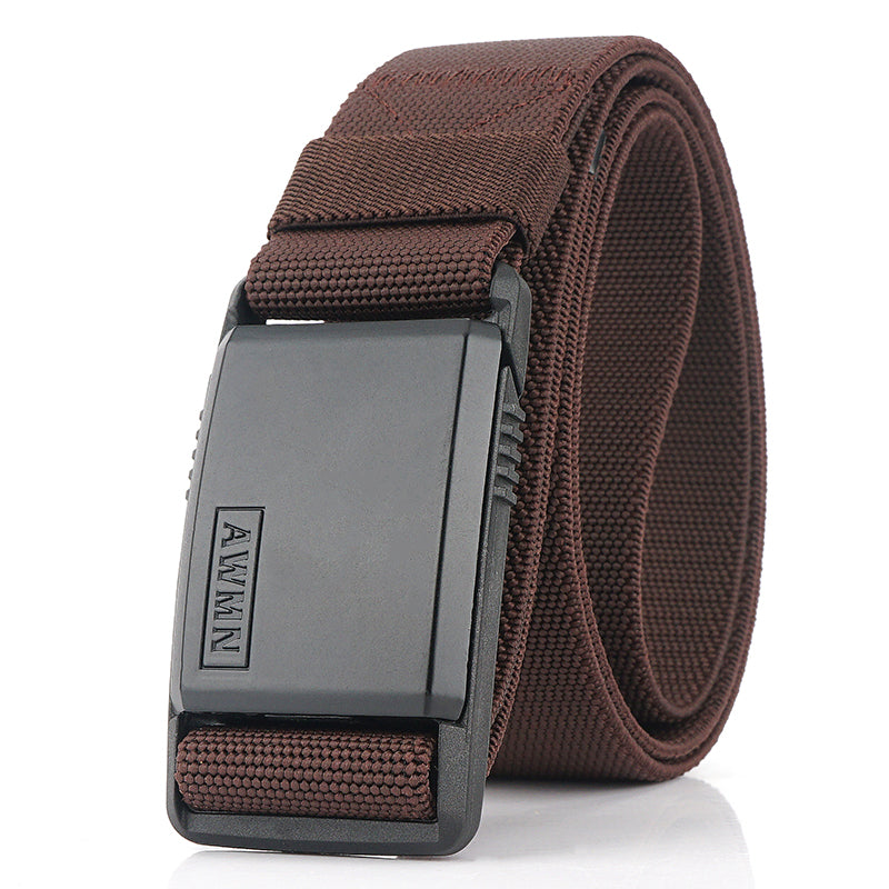 Automatic buckle elastic canvas belt