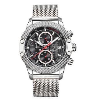 Men&#39;s Quartz Watch Sports Calendar Wire Mesh with Men&#39;s Quartz Watch
