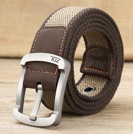 Canvas belt men&#39;s and women&#39;s pin buckle belt