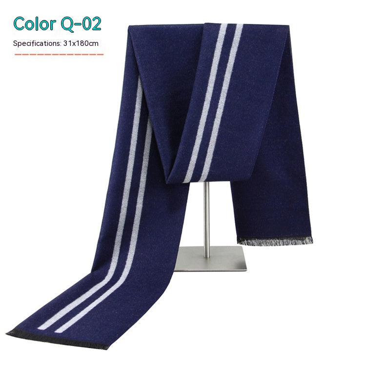 Men&#39;s Striped Winter Warm Artificial Cashmere Scarf