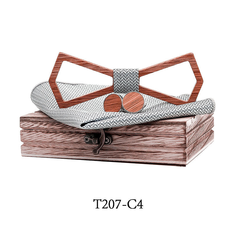 Hollow carved solid wooden bow tie celebration gift