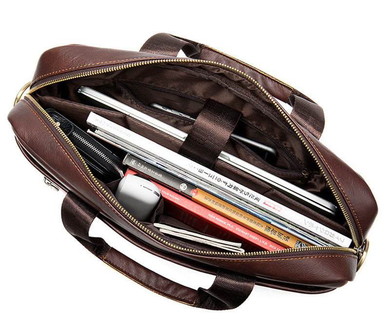 Vintage Business Office Handbag Men&#39;s Real-leather Bag Briefcase