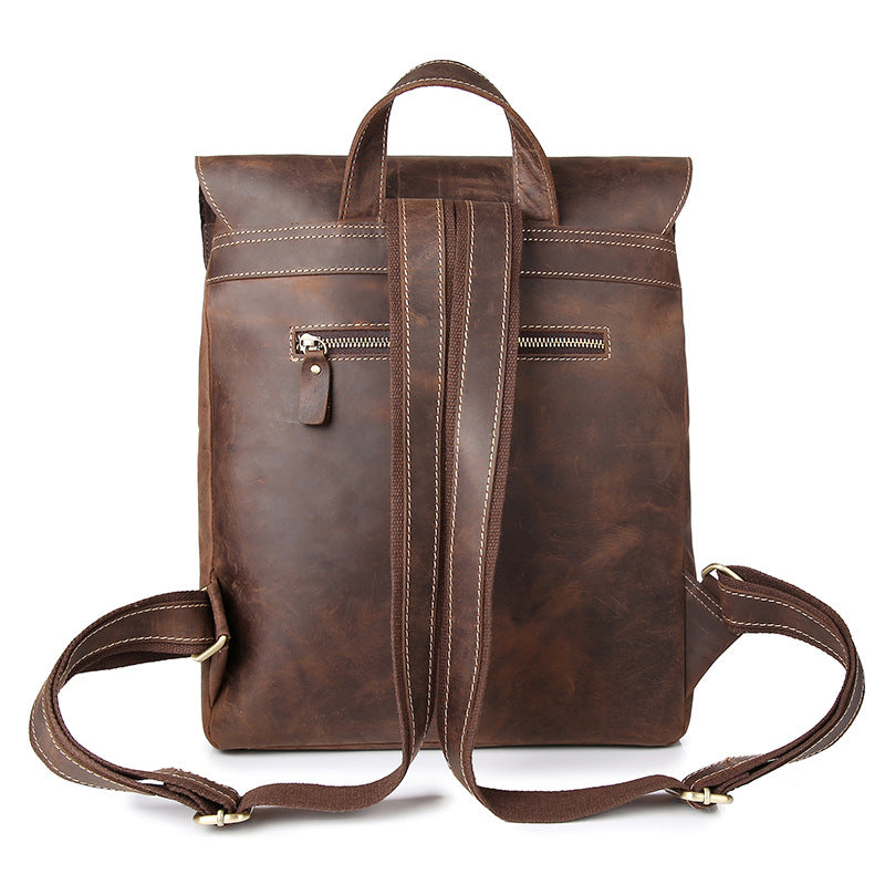 Men&#39;s backpack Backpack Bag retro crazy horse leather bag retro casual male computer bag wholesale