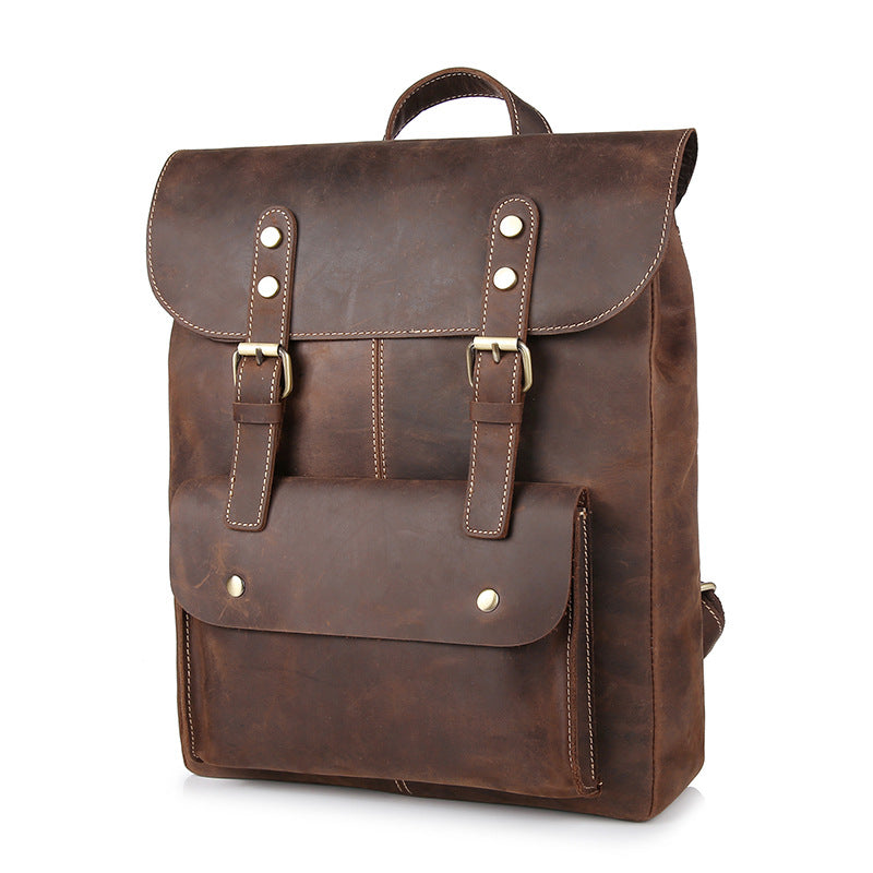 Men&#39;s backpack Backpack Bag retro crazy horse leather bag retro casual male computer bag wholesale