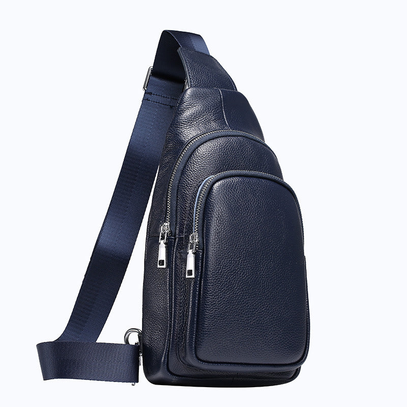 New winter men&#39;s chest pack 2021 new leather satchel business all-match shoulder bag